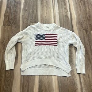Maurices White Sweater with American Flag Design